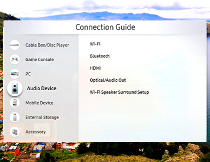 Connection Guide menu on the TV