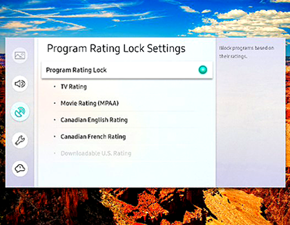Program Rating Lock Settings menu