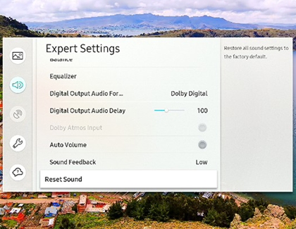 Reset sound settings in the expert settings menu