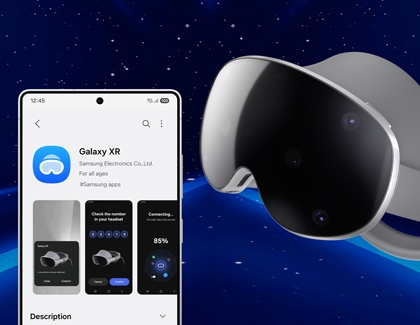 Person wearing the Galaxy XR headset during the initial setup.