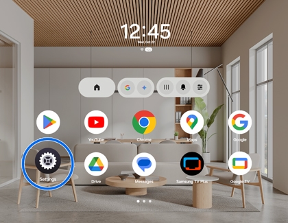 Galaxy XR home screen with the Settings app highlighted.