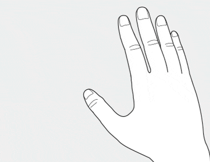 Illustration showing a hand performing the scroll or swipe gesture by dragging while pinching.