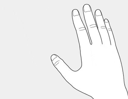 Illustration showing a hand performing the move gesture by pinching and dragging to reposition an object.