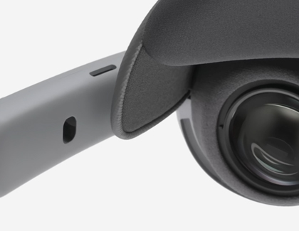 A close-up of the Galaxy XR proximity sensor area near the lens.