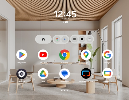 Galaxy XR Home screen showing app icons and the time.