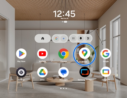Galaxy XR home screen with the Google Maps app icon highlighted.