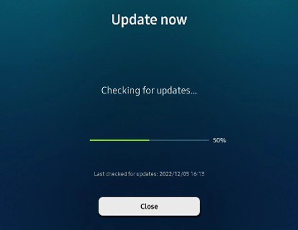 Software update screen on a Samsung smart TV