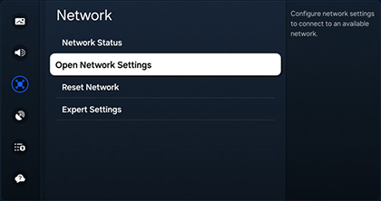 Network highlighted on a Samsung TV