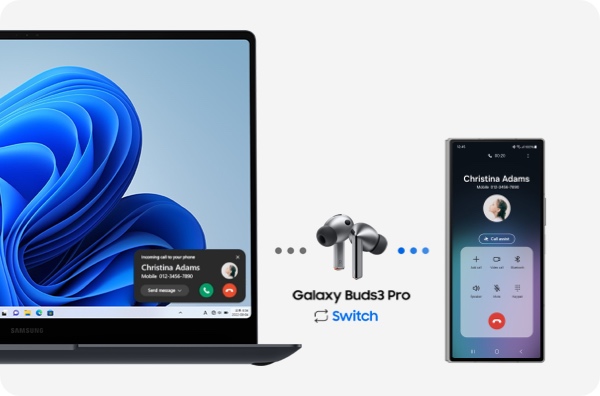 Listen to the latest playlists on your Galaxy phone, then seamlessly switch to your laptop for the final boss battle of your favorite game using PC Auto Switch.