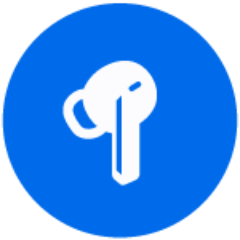 Earbud icon providing English interpretation through Interpreter