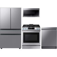 Matching Stainless Steel Refrigerator with Gas Oven Range, Microwave and Dishwasher