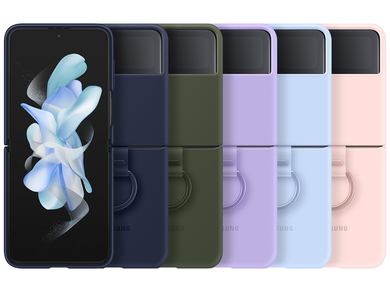 Funda Silicone Cover con Anillo para Galaxy Z Flip5 - Lavander —