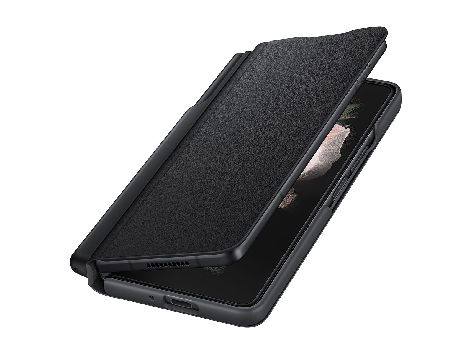 Galaxy Z Fold3 5G Flip Cover with Pen, Black Mobile Accessories