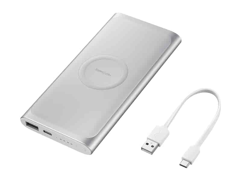 Wireless Charger Portable Battery 10,000 mAh, Silver