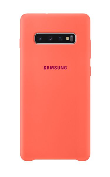 Silicone Cover in Berry Pink with Galaxy S10 plus in Prism White