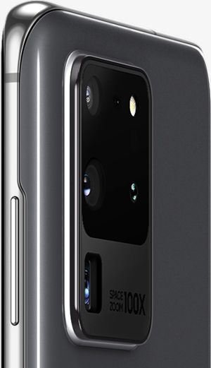 back side of Galaxy S20 Ultra in Cosmic Gray
