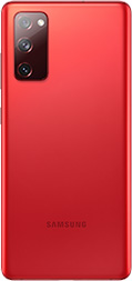 Galaxy S20 FE in Cloud Red seen from the rear
