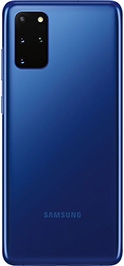 Galaxy S20 plus in Aura Blue seen from the rear