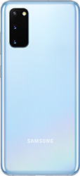Galaxy S20 in Cloud Blue seen from the rear