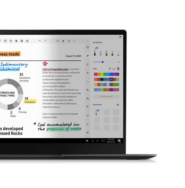 Samsung Notes auto syncs to your laptop so you can continue working on another device