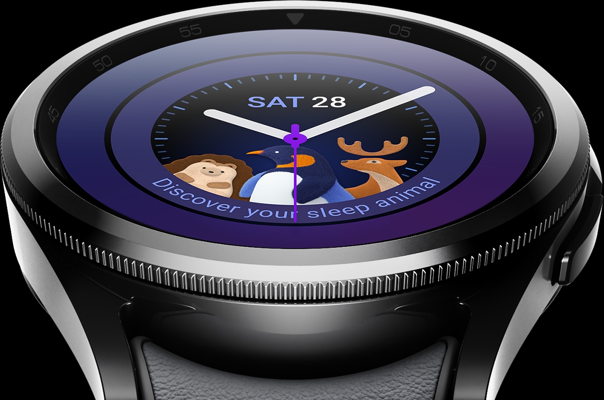 Galaxy Watch6 Classic can be seen displaying 'Discover your sleep animal' screen. The Watch is …