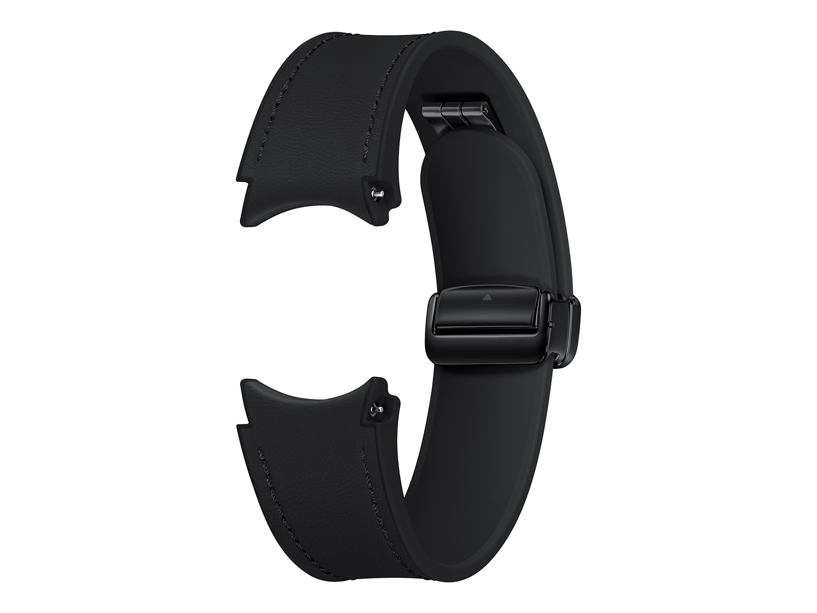 Galaxy Watch D-Buckle Hybrid Eco-Leather Band, M/L, Black