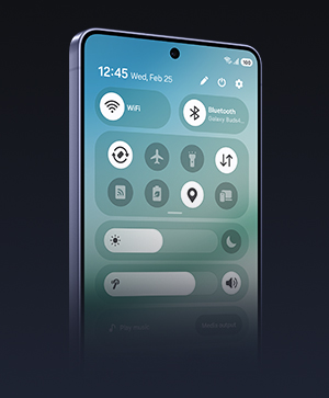 A Galaxy smartphone with Quick Panel onscreen, showing how simple it is to control Galaxy Buds4 Pro.